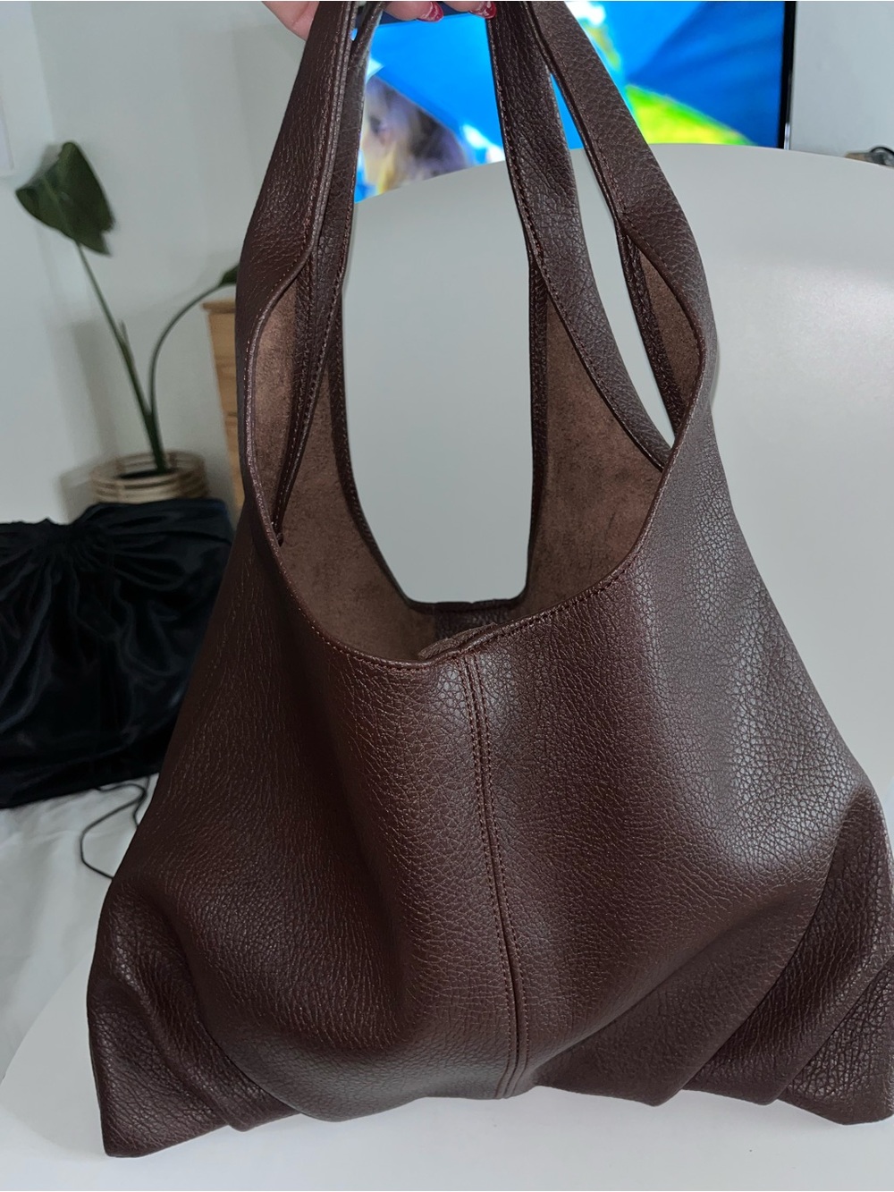 Brown Faux Leather Tote Bag - Classic Women’s Handbag